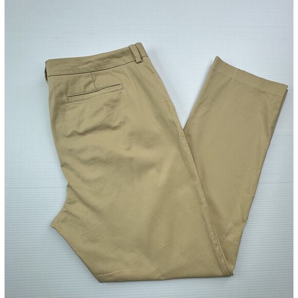 Lands End Womens 16 Pants Mid Rise Straight Leg Chino Crop Pants Tan Khaki - Picture 2 of 11